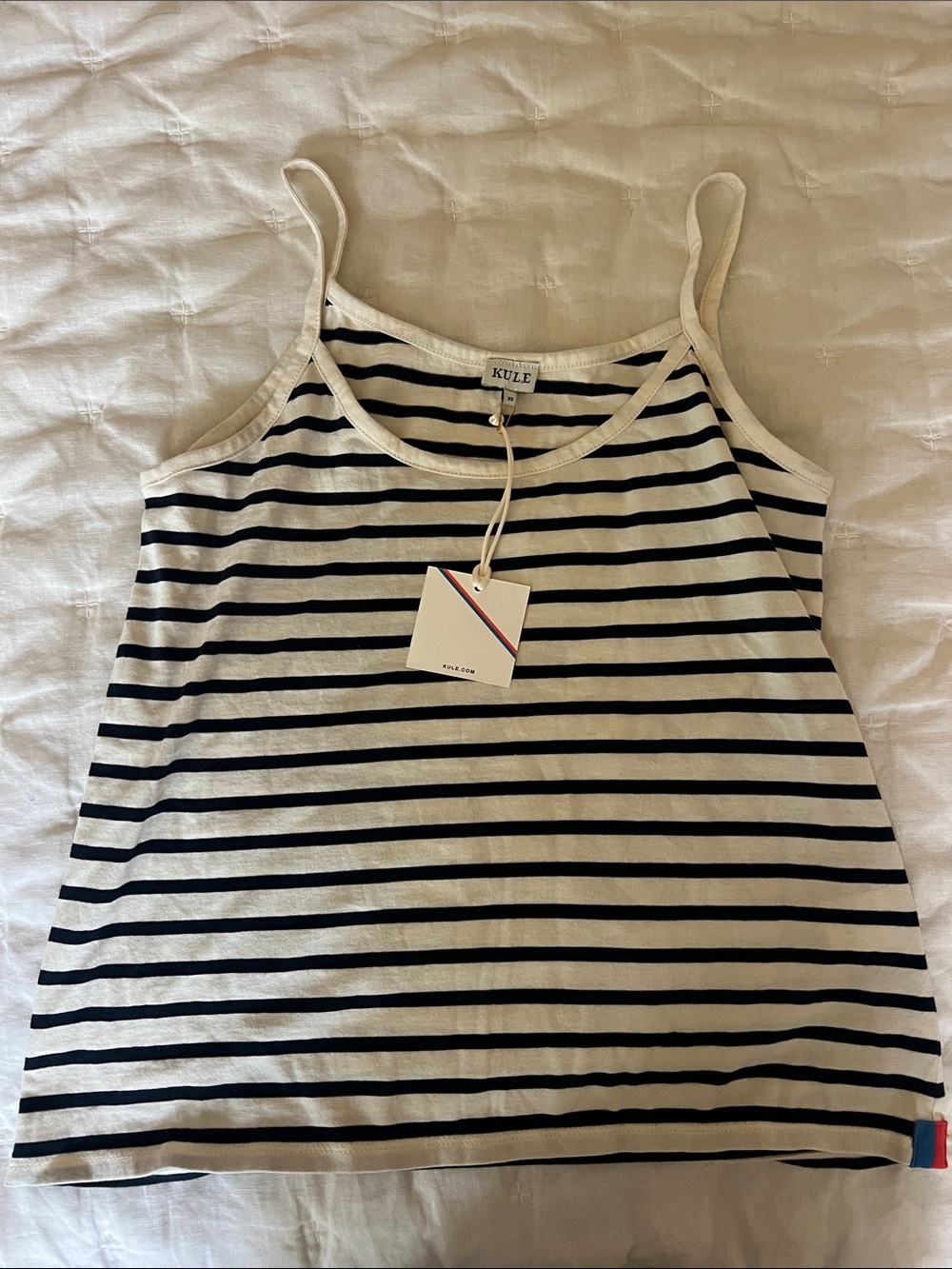 KULE Cream and Black Striped Slim-Strap Camisole